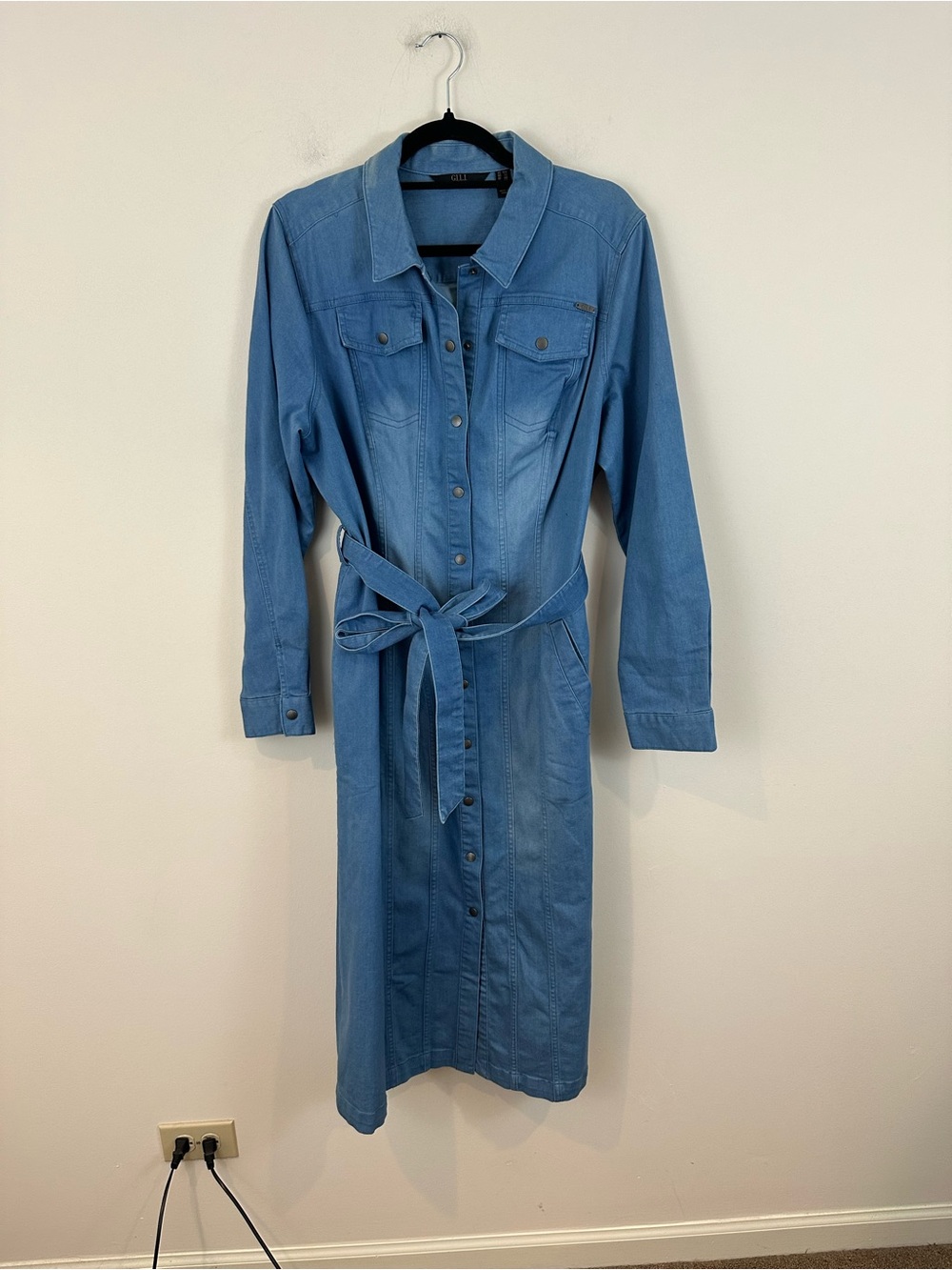 Gilli Light Blue Denim Shirt Dress with Tie Belt Size 18W Women's